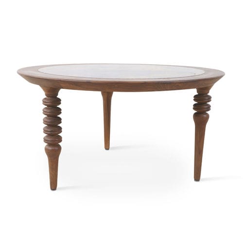 Table moderne - MARAMI - ALANKARAM - en teck / avec piètement en teck / ronde