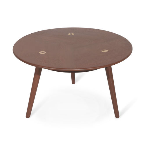 Table moderne - TRIPADI - ALANKARAM - en teck / avec piètement en teck / ronde