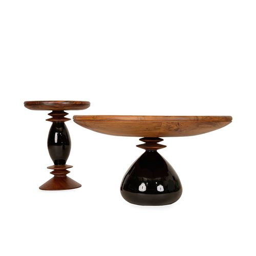 Table moderne - AMONDI - ALANKARAM - en bois massif / en teck / avec piètement en bois massif