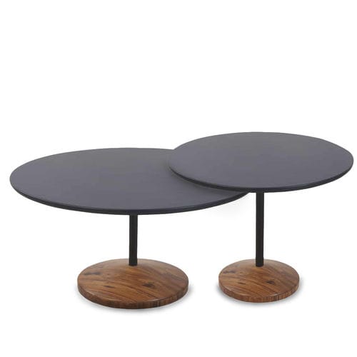Table moderne - CIRCULO - ALANKARAM - en métal / en bois massif / en teck