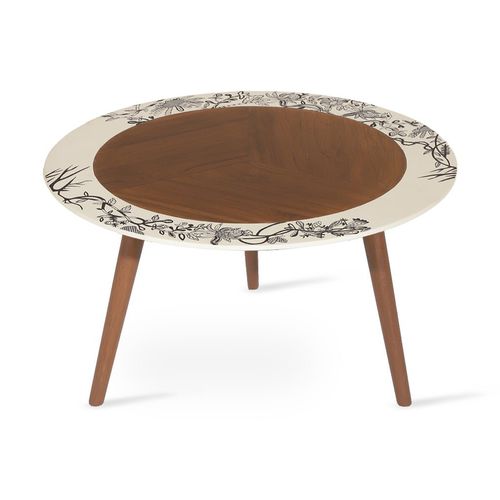 Table contemporaine - PTALO - ALANKARAM - en teck / avec piètement en teck / ronde