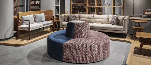 Canapé contemporain - DOIRA - ALANKARAM - en tissu / sans accoudoirs / bleu