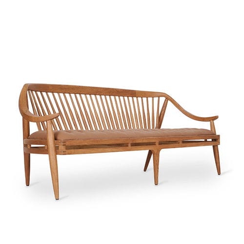 Canapé moderne - VAKRA - ALANKARAM - en cuir / avec accoudoirs / marron