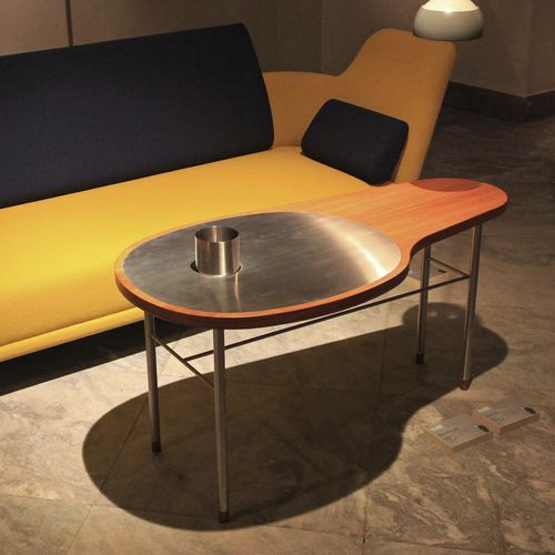 Table basse design scandinave - ROSS - Finn Juhl - en noyer / en teck / en acier inoxydable
