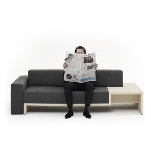 Canapé modulable - SLOW  - Frederik Roijé - contemporain / en tissu / table intégrée