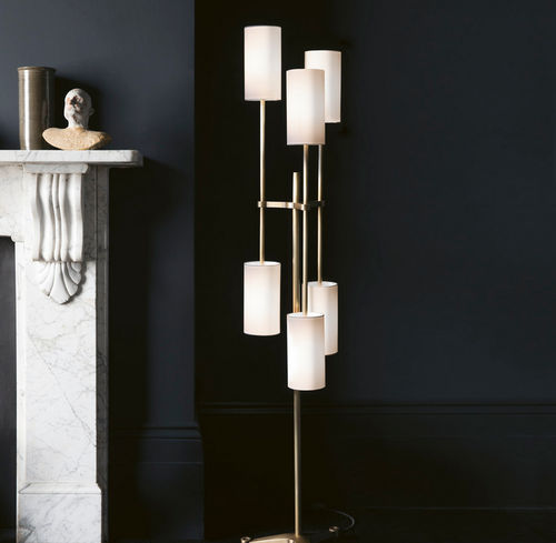 Lampe sur pied - PUGIL - BERT FRANK - en laiton brossé / en tissu / en opale