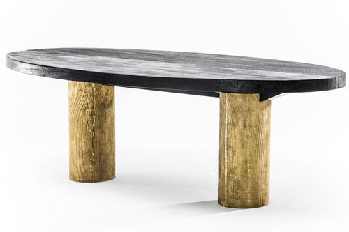 Table à manger contemporaine - PRIMAL TRUNK - EGG DESIGNS - en bois / en laiton / ovale