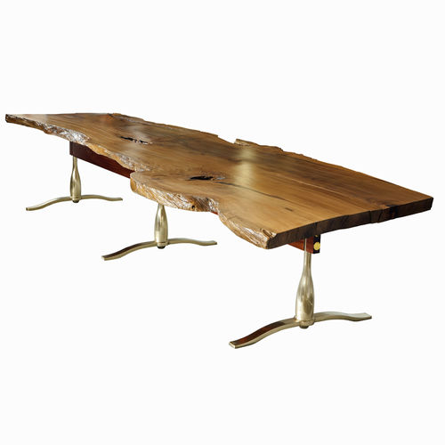 Table à manger design original - SLAB LIVE EDGE - EGG DESIGNS - en acajou / en laiton / rectangulaire