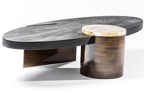 Table basse contemporaine - PRIMAL  - EGG DESIGNS - en bois / en laiton / en acier