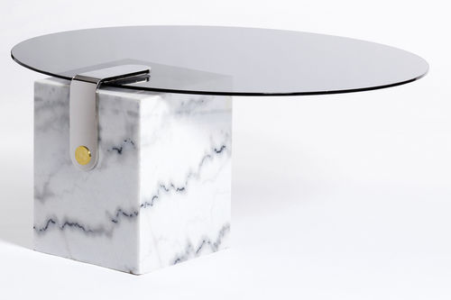 Table basse contemporaine - PATCH - EGG DESIGNS - en verre / en marbre / en laiton