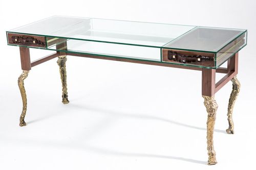 Bureau design nouveau baroque - BIG CROCCO - EGG DESIGNS - de style / en noyer / en laiton