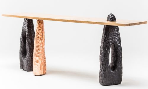 Console design original - PRIMAL - EGG DESIGNS - en bois / en cuivre / rectangulaire