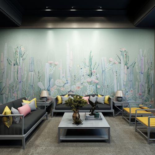 Papier peint contemporain - CACTUS - HD WALLS - en textile non-tissé / en soie / en vinyle