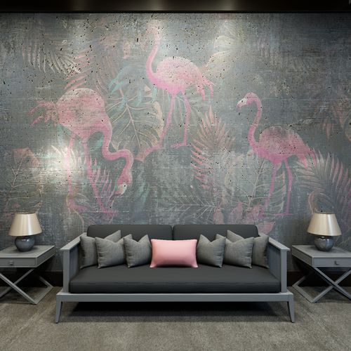 Papier peint contemporain - FLAMANT - HD WALLS - en textile non-tissé / en soie / en vinyle
