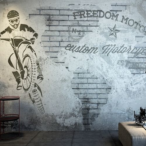 Papier peint contemporain - PEDAL TO THE MEDAL - HD WALLS - en vinyle / uni / aspect brique