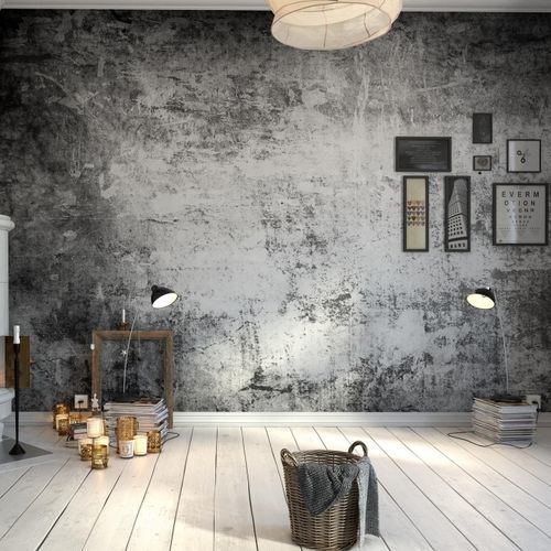 Papier peint contemporain - WALL - HD WALLS - en vinyle / uni / aspect béton