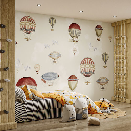 Papier peint contemporain - BALOON FESTIVAL - HDPG01 - HD WALLS - en textile non-tissé / en vinyle / motif pour enfant