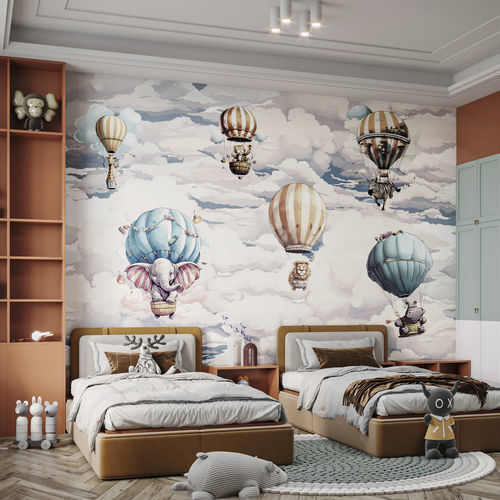 Papier peint contemporain - RACE-TO-THE-CLOUDS-HDPG-03 - HD WALLS - en textile non-tissé / en vinyle / motif pour enfant