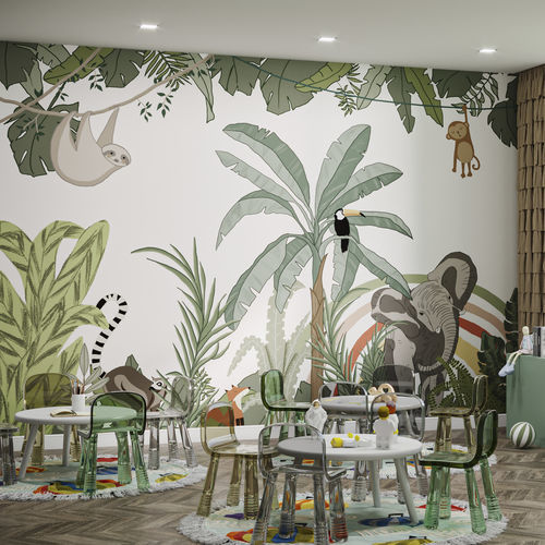 Papier peint contemporain - SAFARI-FUN-HDPG-05 - HD WALLS - en textile non-tissé / en vinyle / à motif animalier