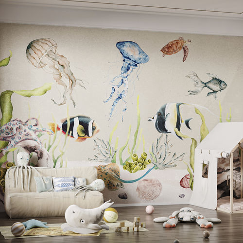 Papier peint contemporain - AQUARIUM-HDPG-07 - HD WALLS - en textile non-tissé / en vinyle / à motif animalier