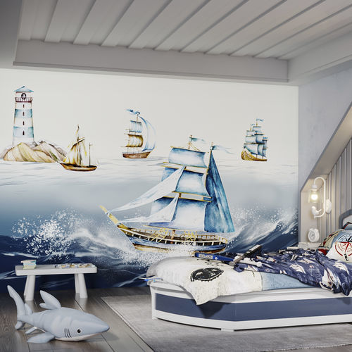 Papier peint contemporain - NAVAL-TRIP-HDPG-08 - HD WALLS - en textile non-tissé / en vinyle / motif pour enfant