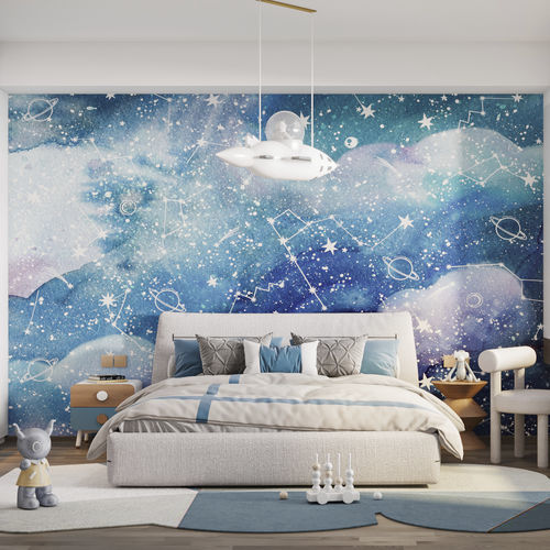 Papier peint contemporain - GALAXBLUE-HDPG-09 - HD WALLS - en textile non-tissé / en vinyle / personnalisable