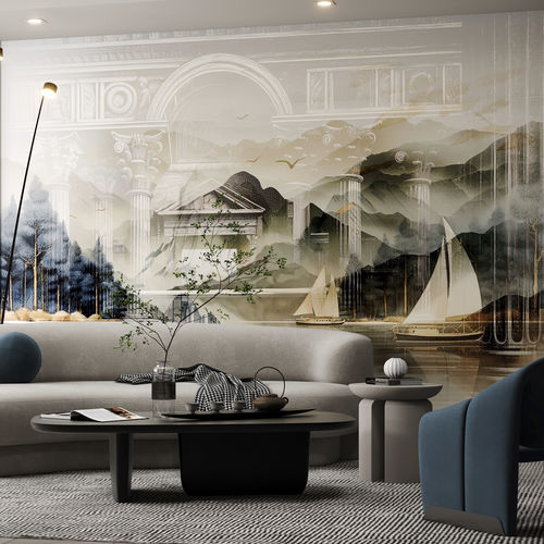 Papier peint contemporain - HD2511- YIXI - HD WALLS - en textile non-tissé / en bambou / en raphia