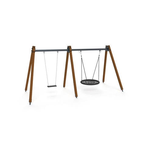 Balançoire en bois - 3510D - Astrus Playgrounds - en acier galvanisé / en corde / pour parc de jeux