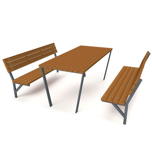 Ensemble table et bancs contemporain - 5005S - Astrus Playgrounds - en bois / en métal / modulable