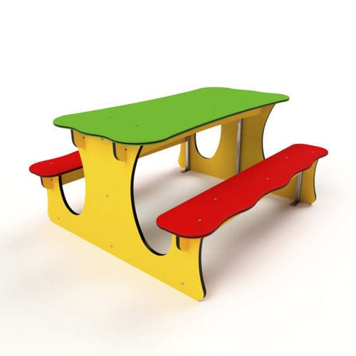 Table de pique-nique contemporaine - 5026S - Astrus Playgrounds - en polyéthylène haute densité PEHD / avec piètement en acier / imperméable
