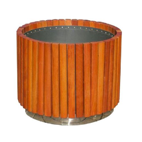 Jardinière en bois - NEW PORT - Grup Fabregas - en acier inoxydable / en acier galvanisé / ronde