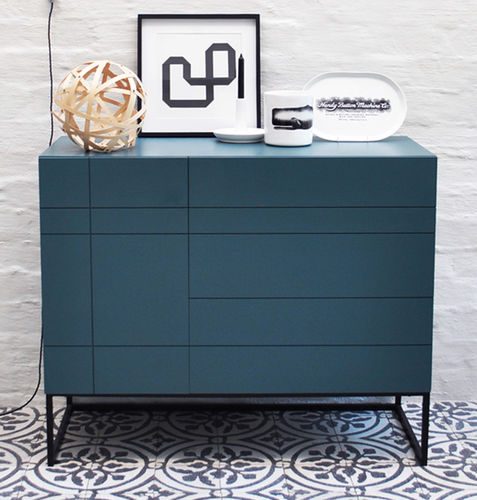 Buffet contemporain - E UNIT - Studio 19 - en bois / gris / bleu