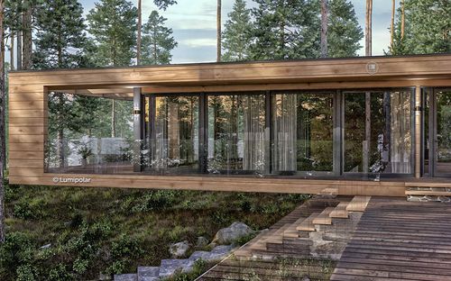 Maison moderne - AVANGARD 207 - Lumi Polar - de plain-pied / en bois / en verre