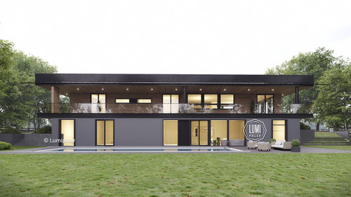 Maison type - GEOMETRIA 625 - Lumi Polar - moderne / avec terrasse / en bois