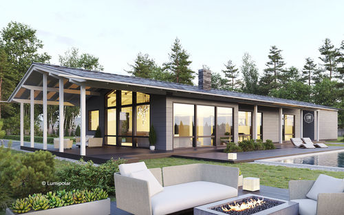 Maison préfabriquée - KORVET 173 - Lumi Polar - contemporaine / avec terrasse / en bois
