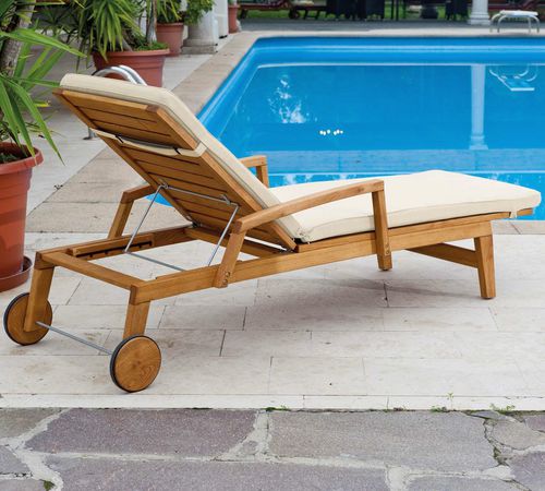 Bain de soleil contemporain - FLOR - Pircher - en tissu / en bois / en aluminium