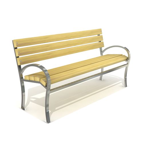 Banc public classique - MOB-372 - Mertoglu - en pin / en inox / avec dossier
