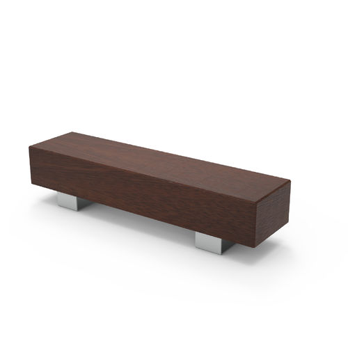 Banc public contemporain - BANGA I - Bluestream - en iroko / en acier à revêtement par poudre / sans dossier