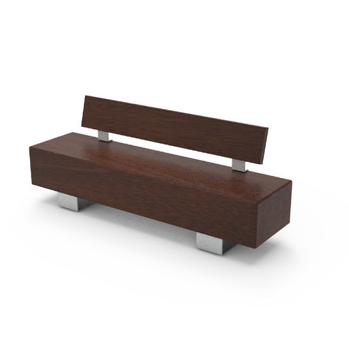 Banc public contemporain - BANGA II - Bluestream - en iroko / en acier à revêtement par poudre / avec dossier