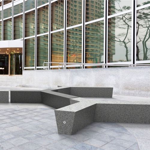Banc public contemporain - TRIO - Modern Line - en béton / sur mesure