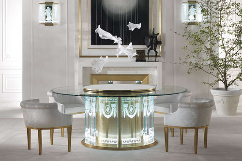 Table contemporaine - LZS series  - Sea & Symphony srl - en verre / en métal / avec piètement en métal