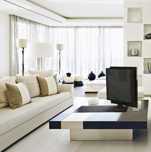 Support TV sur pied contemporain - BS TABLE SERIES - Sea & Symphony srl - pivotant / motorisé pour plafond / en métal