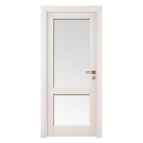 Porte d'intérieur - FOILED BIANCO NEVE - Invado Sp. z o.o. - en MDF / battante / semi-vitrée