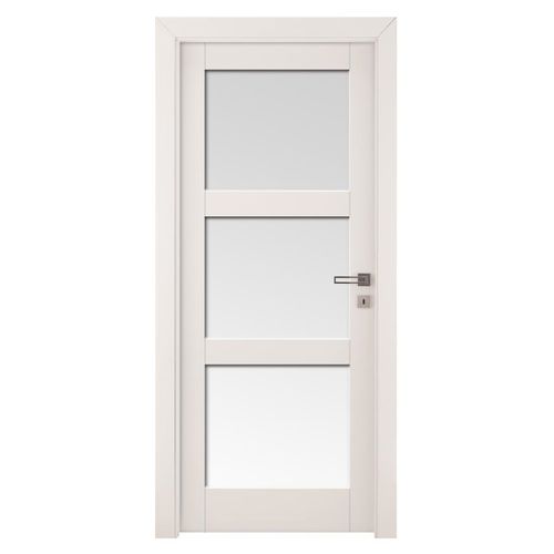 Porte d'intérieur - FOILED BIANCO SATI - Invado Sp. z o.o. - en MDF / battante / semi-vitrée
