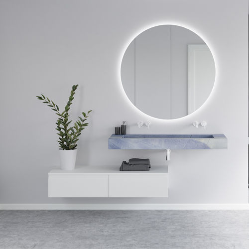 Vasque suspendue - SAGITTA P SLIM - Riluxa - en marbre / avec plan intégré / sur mesure