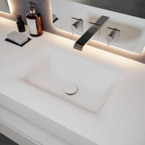 Vasque suspendue - CORVUS SLIM - Riluxa - en Corian® / avec plan intégré / sur mesure