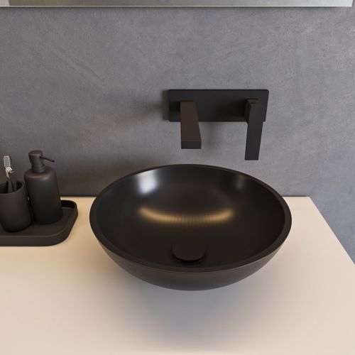 Vasque à poser - RIGEL DEEP NOCTURNE - Riluxa - en Corian® / ronde / sans trou