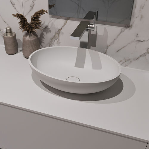 Vasque à poser - ARA - Riluxa - en Corian® / ovale / sans trou