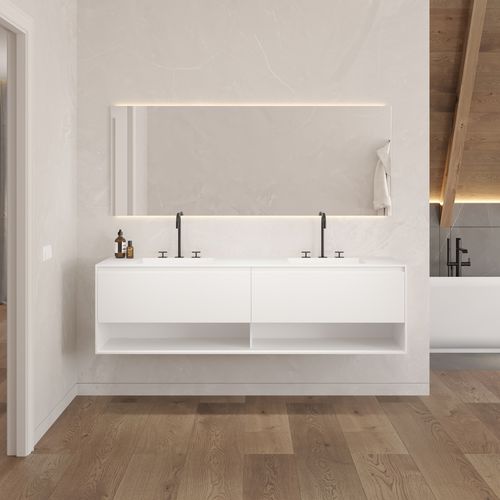 Meuble vasque suspendu - ATHENA CLASSIC 2AL - Riluxa - en MDF / en Corian® / contemporain