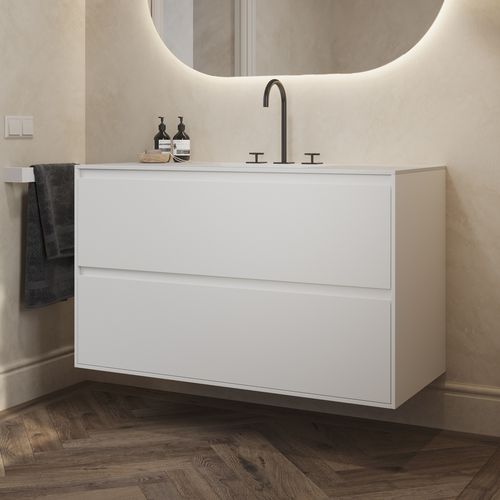 Meuble vasque mural - GAIA CLASSIC 2SP - Riluxa - MDF / en Corian® / contemporain